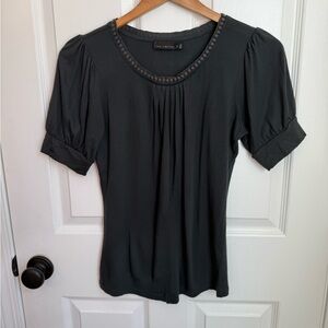 3/$15 | The Limited Charcoal Puff Sleeve Dressy Short-sleeve Tee Small